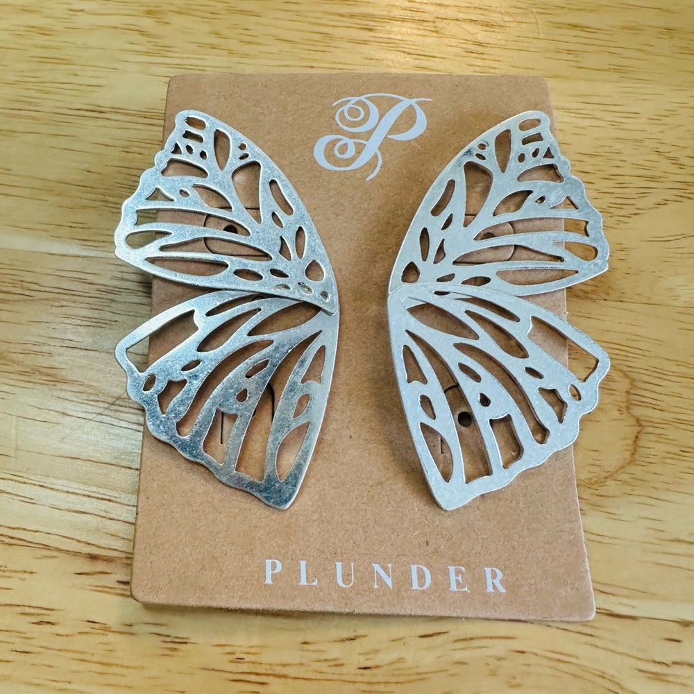 Silver Filigree Butterfly Wings Stud Earrings